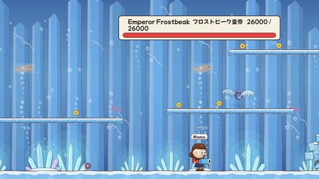 The Ice Cavern, with Emperor Frostbeak's health bar
